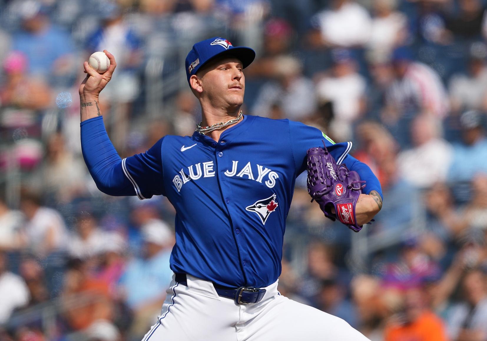 Toronto Blue Jays starting pitcher Bowden Francis (44) throws a pitch against the New York Mets during the first inning at Rogers Centre.